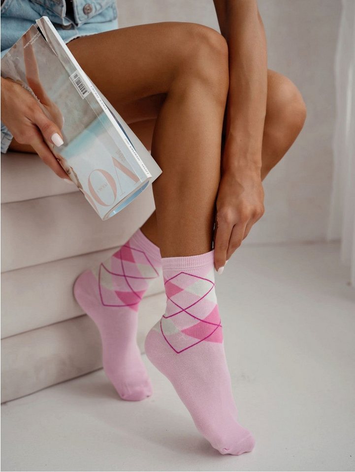 Lycille Socken 1 Paar Lycille Socken 37/41 aus Baumwolle KARO-Muster von Lycille