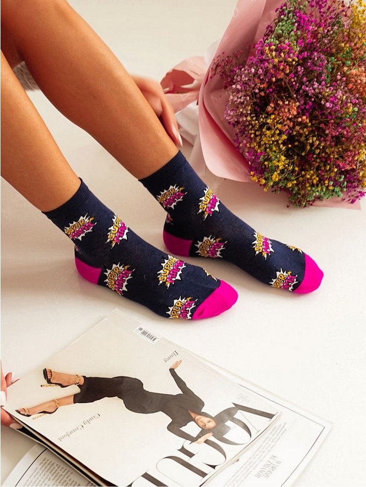 Lycille Socken 1 Paar Lycille Socken 37/41 aus Baumwolle SUPER MAMA-Schrift von Lycille