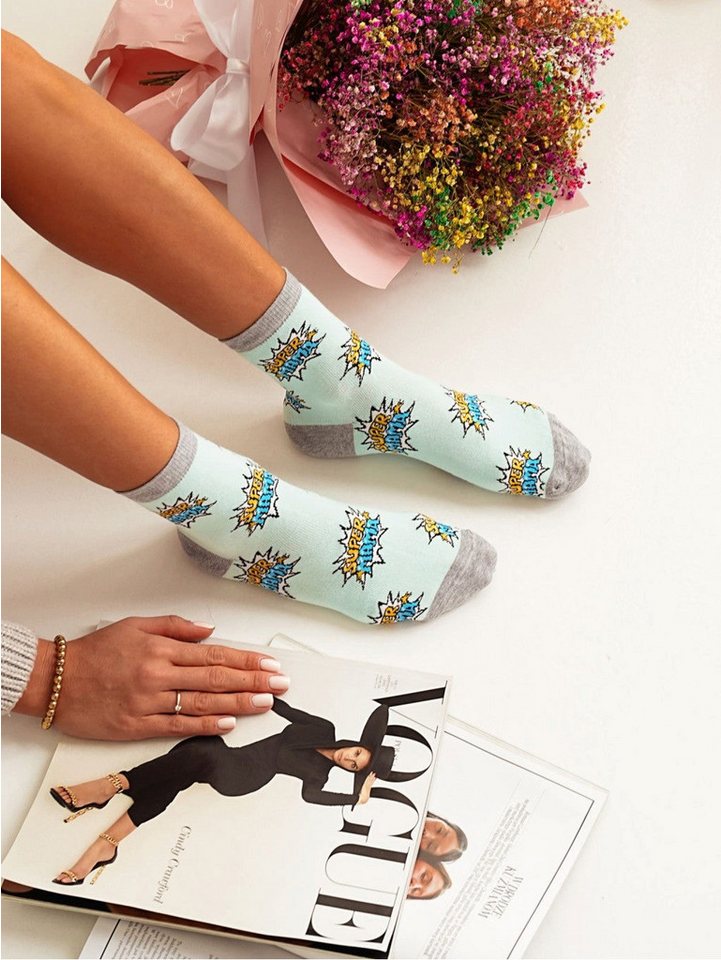 Lycille Socken 1 Paar Lycille Socken 37/41 aus Baumwolle SUPER MAMA-Schrift von Lycille