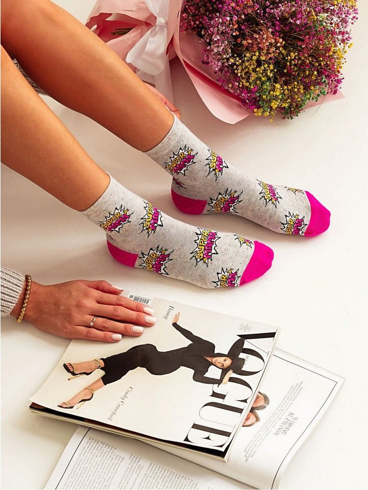 Lycille Socken 1 Paar Lycille Socken 37/41 aus Baumwolle SUPER MAMA-Schrift von Lycille