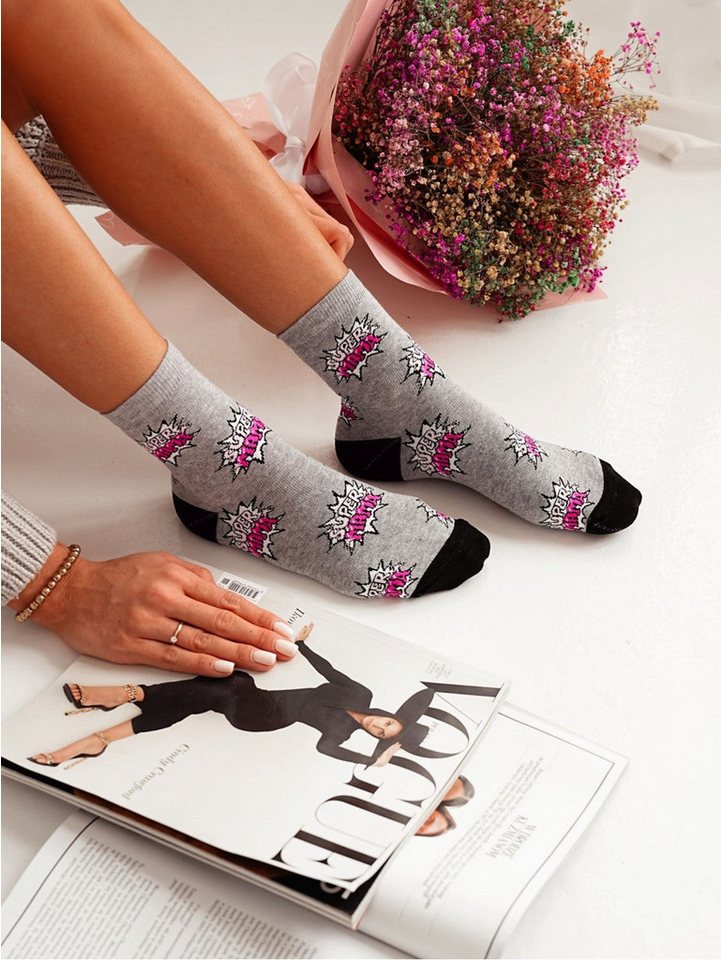 Lycille Socken 1 Paar Lycille Socken 37/41 aus Baumwolle SUPER MAMA-Schrift von Lycille