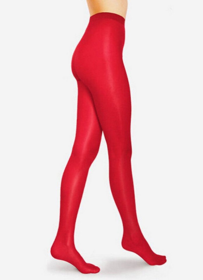 Lycille Strumpfhose Lycille blickdichte Strumpfhose für Damen aus Mikrofaser 100 Den ROT 100 DEN (1 Stück) glänzend, weich, blickdicht, rot, flache Nähte von Lycille