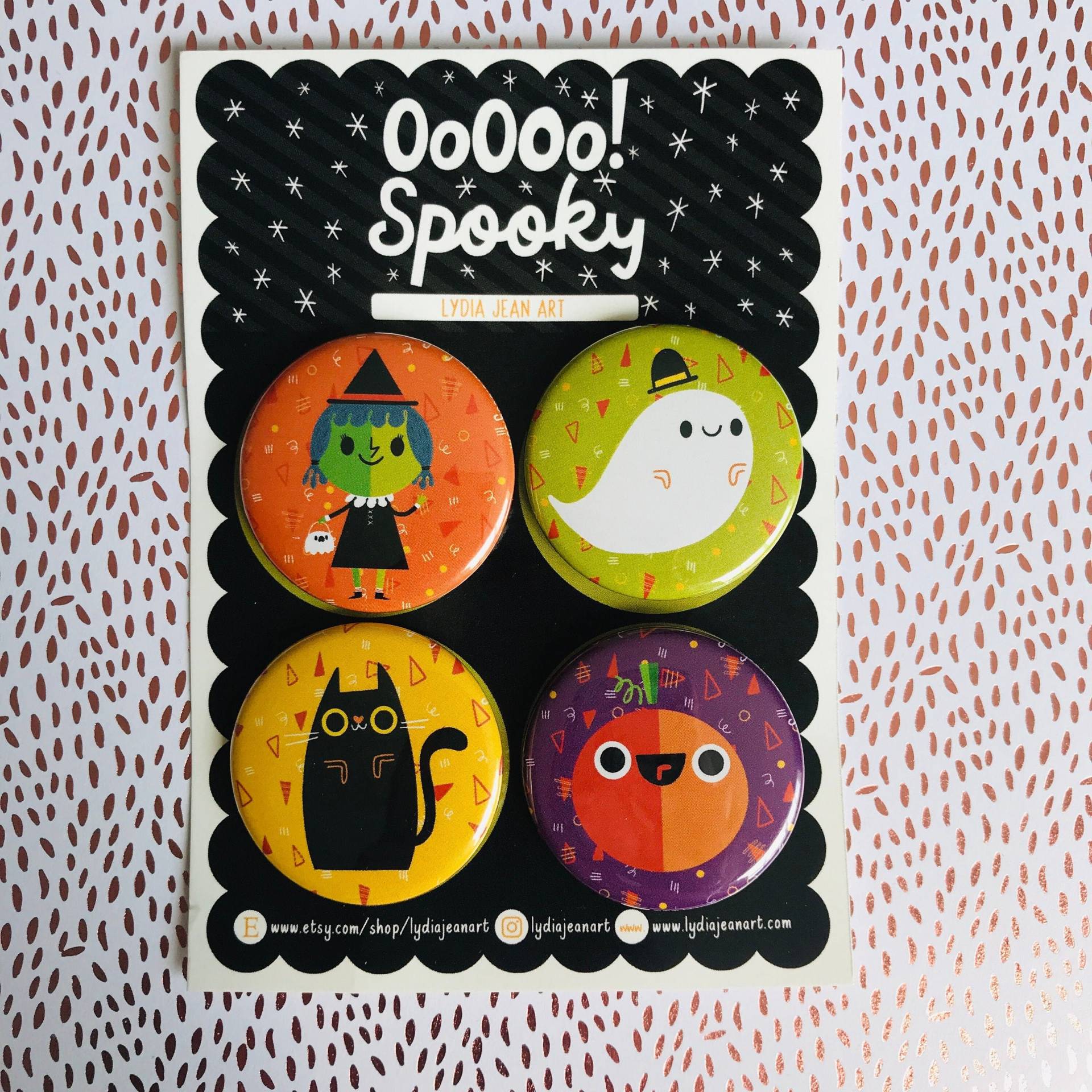 Halloween Buttons/Magnet Set | Pin Zurück Buttons Magnete Niedliches Halloween-Geschenk Original Zeichnung Von Lydia Jean Art von LydiaJeanArt