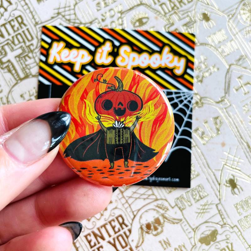 Headless Horseman Halloween Pin Oder Magnet | Reiterkopfloser Knopf Kopfloser Reiter Kunst Original Zeichnung Von Lydia Jean Art von LydiaJeanArt