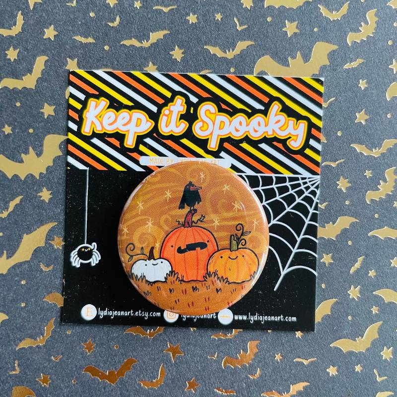 Kürbis Aufnäher Magnet | Knopf Halloween-Knopf Gruseliger Pin Oder Original Zeichnung Von Lydia Jean Art von LydiaJeanArt