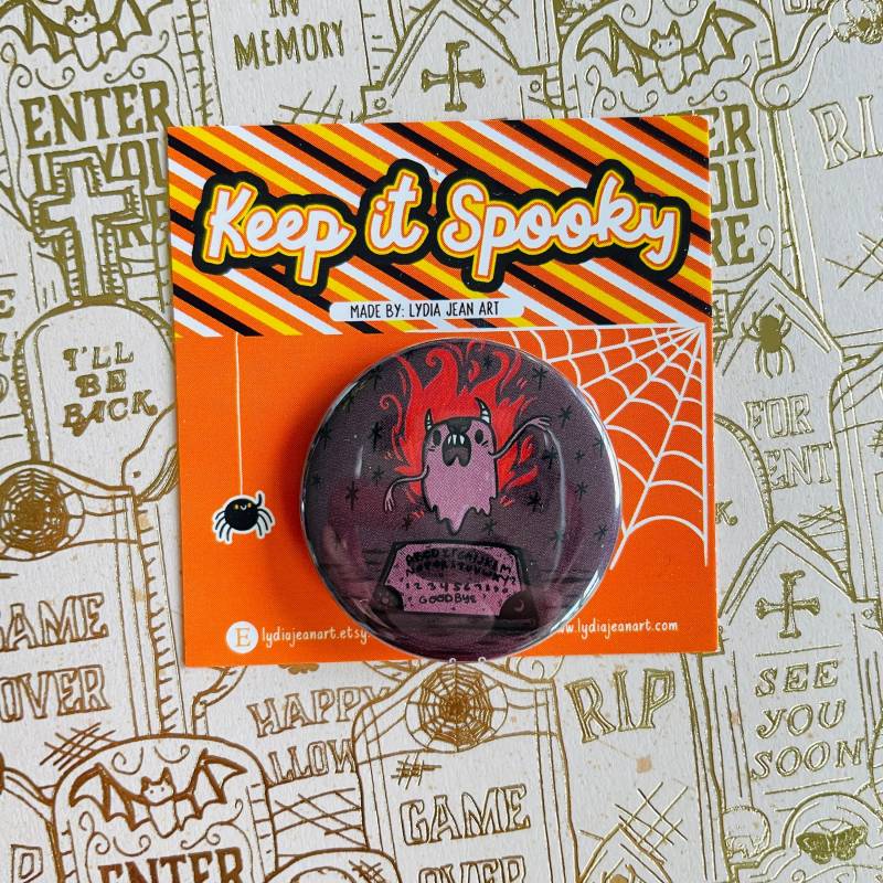 Ouija Brett Pin | Gruseliger Halloween Button, Original Kunst von LydiaJeanArt