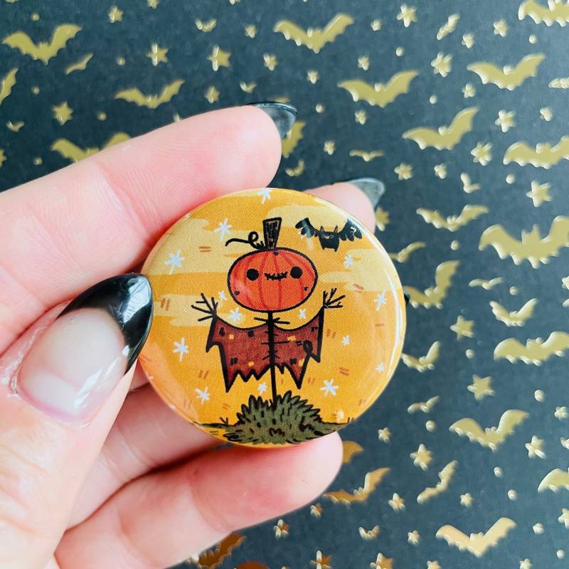 Vogelscheuche Button | Magnet Halloween Pin Oder Herbst Kunst Geschenk Original Zeichnung Von Lydia Jean Art von LydiaJeanArt