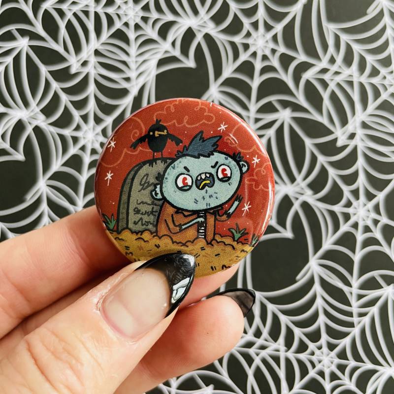 Zombie Halloween Pin | Magnet Friedhof Button Anstecknadel Original Zeichnung Von Lydia Jean Art von LydiaJeanArt