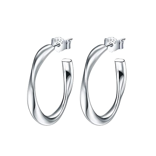 Lydreewam Creolen Silber 925 Twisted Ohrringe Creolen für Damen Durchmesser 20mm Kreolen mit Schmuck Geschenkbox von Lydreewam