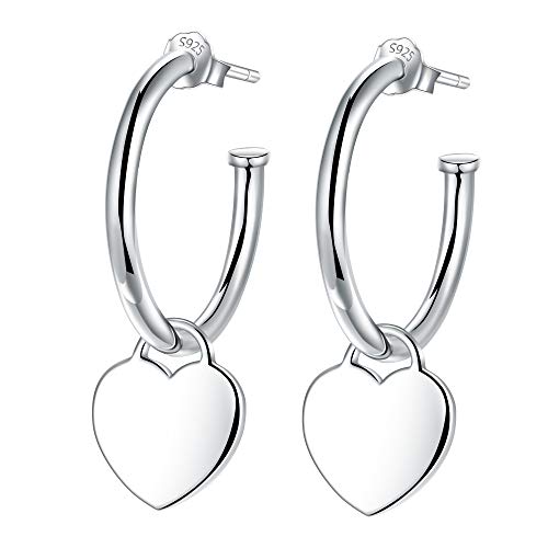 Lydreewam Damen Creolen mit Anhänger Liebe Herz Ohrringe Silber 925, Durchmesser 20mm von Lydreewam
