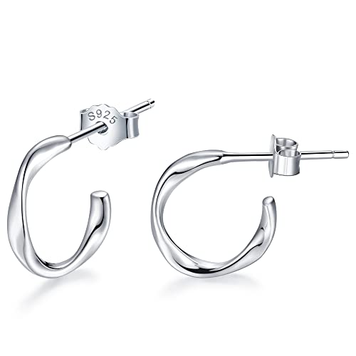 Lydreewam Halbe Creolen Silber 925 Twisted Verdrehte Ohrringe Creolen für Damen Kreolen Durchmesser 11mm von Lydreewam