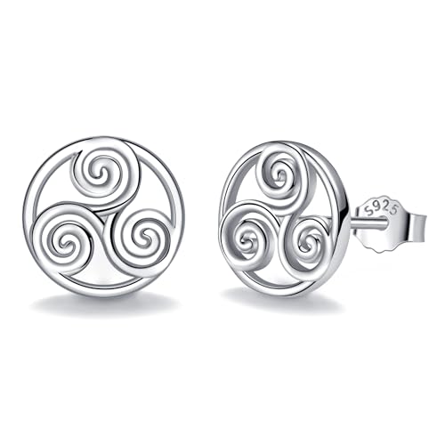 Lydreewam Keltische Knoten Ohrringe für Damen 925 Sterling Silber Keltische Triskele Ohrstecker für Muttertag Geburtstag, Durchmesser 12mm von Lydreewam