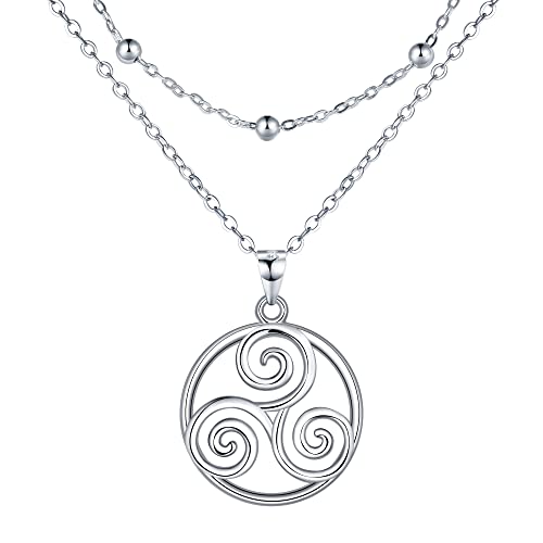 Lydreewam Keltischer Kette für Damen 925 Sterling Silber Triskele Doppel Layered Halskette Muttertag Geburtstag Freundschaftsgeschenk für Sie Mutter Frau Freunde, verstellbar 40+5cm Lydreewam Keltischer Kette für Damen 925 Sterling Silber Triskele Doppel Layered Halskette Muttertag Geburtstag Freundschaftsgeschenk für Sie Mutter Frau Freunde, verstellbar 40+5cm von Lydreewam