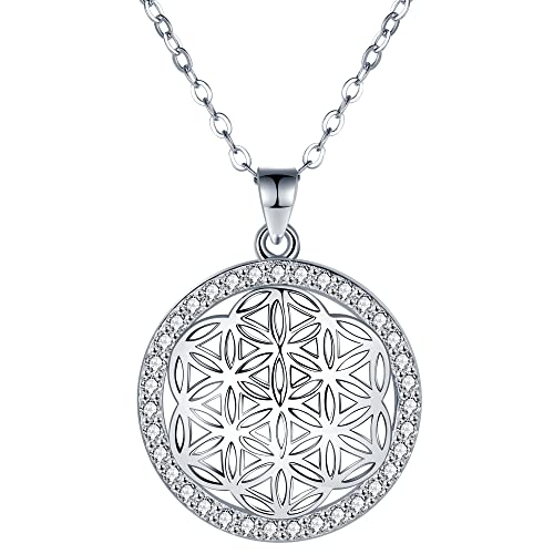 Lydreewam Lebensblume Kette für Damen Silber 925 Blume des Lebens Halskette mit Geschenkbox für Mutter Ehefrau Freundin, verstellbar 40+5cm von Lydreewam