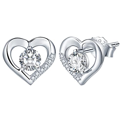 Lydreewam Liebe Herz Ohrringe Silber 925 Damen Ohrstecker mit Zirkonia Valentinstag Muttertag Geburtstag Geschenk für Mama Ehefrau Freundin von Lydreewam