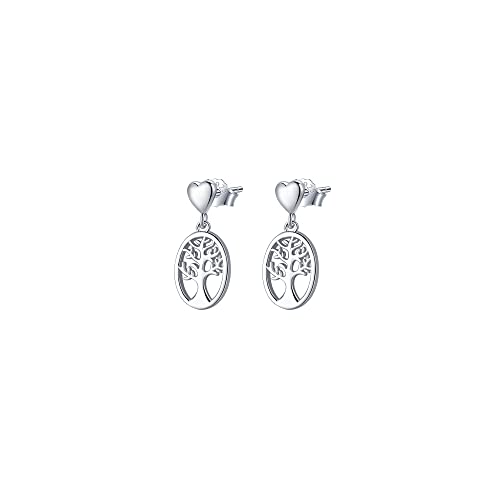 Lydreewam Oval Lebensbaum Ohrringe Hängend für Damen 925 Sterling Silber Liebe Herz Ohrstecker Weihnachten Geschenkbox verpackt von Lydreewam