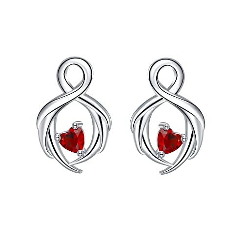 Lydreewam Schutzengel flügel Ohrringe Damen Silber 925 aus 3A Rot Zirkonia Liebe Ohrstecker Valentinstag Muttertag Weihnachten Geburtstags Geschenk für Sie Frauen Freundin Mama von Lydreewam