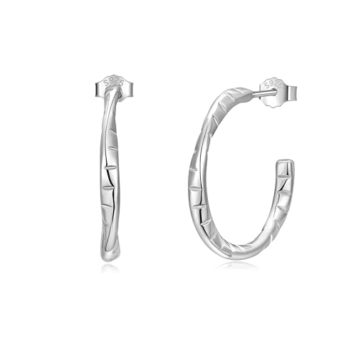 Lydreewam Twisted Silber 925 Hypoallergene Creolen für Damen - Halbe Ohrringe 20mm von Lydreewam