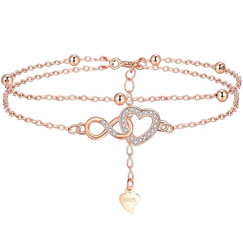 Lydreewam Unendlichkeit Herz Armband Silber 925 für Damen Doppel Layered Freundschaft Armkette mit Kugeln und Weiß Zirkonia Muttertag Geburtstag Geschenk, Armbänder verstellbare 17+4cm Lydreewam Unendlichkeit Herz Armband Silber 925 für Damen Doppel Layered Freundschaft Armkette mit Kugeln und Weiß Zirkonia Muttertag Geburtstag Geschenk, Armbänder verstellbare 17+4cm von Lydreewam
