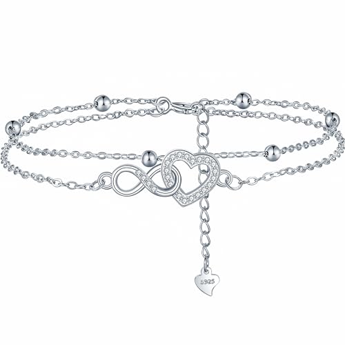 Lydreewam Infinity Herz Armband Silber 925 für Damen Doppel Layered Freundschaft Unendlichkeit Armkette mit Kugeln und Zirkonia Muttertag Geburtstag Geschenk, Armbänder verstellbare 17+4cm Lydreewam Infinity Herz Armband Silber 925 für Damen Doppel Layered Freundschaft Unendlichkeit Armkette mit Kugeln und Zirkonia Muttertag Geburtstag Geschenk, Armbänder verstellbare 17+4cm von Lydreewam