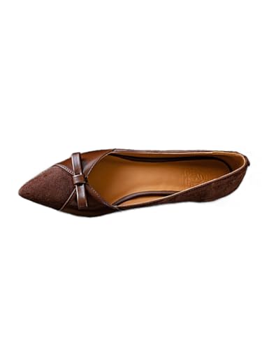 Damenschuhe Schuhe mit flachem Absatz Klassische Pumps Brautschuhe niedrige Pumps Damenschuhe aus Kunstleder Freizeitschuhe Schuhe für drinnen und draußen Dunkelbraun 35.5 von Lyfadon