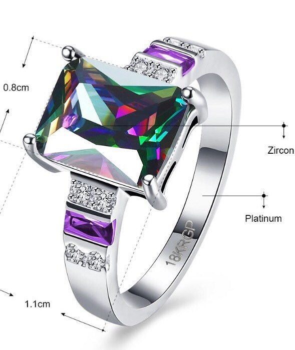 Topas Größe 8 Platin Cubic Zirkon Ring, Mystic Ring Topas Größe 8 Platin Cubic Zirkon Ring, Mystic Ring von LyfeOfBeadz