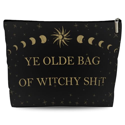 Lyiibb Witchy Gifts for Women, Ye Olde Bag of Witchy Sht Makeup Bag, Witch Stuff Birthday, Halloween Cosmetic Bag with Zipper (Black) von Lyiibb