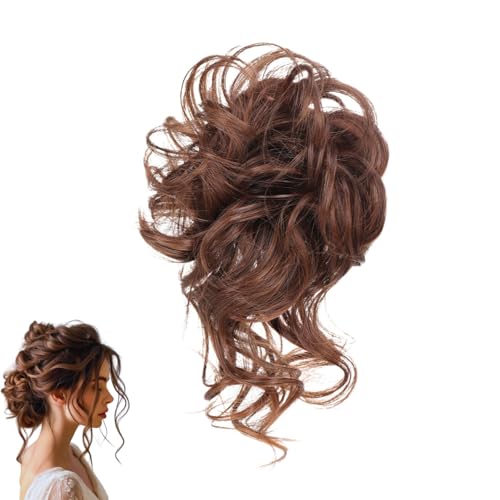 Haarteil Haargummi Damen mit Echthaar Gelockter Dutt Hochsteckfrisuren Messy Bun Haarteile für Frauen und Mädchen (Schwarz) von Lyivisk