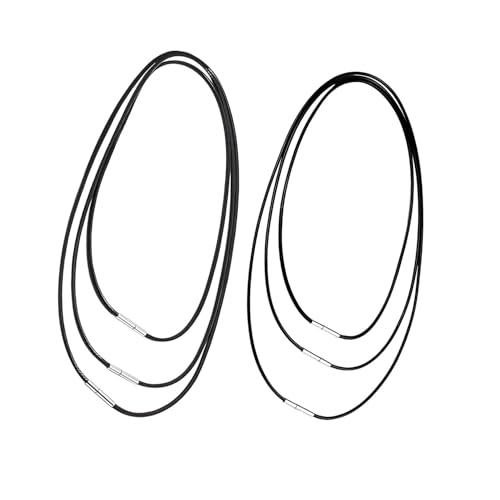 Lyivisk 6 Stück Lederband für Ketten 1.5/3mm Kunstleder Halskette Schwarz mit Edelstahl Verschluss Lederhalsband für Herren und Damen Adjustierbar DIY Schmuck Geschenk (40-70cm) von Lyivisk