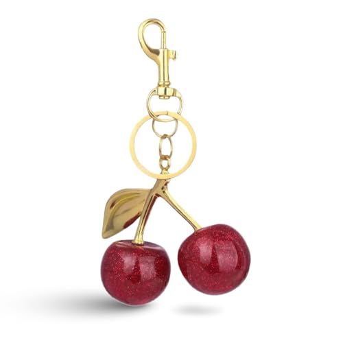 Lyivisk Kirsche Anhänger Charm für Handtasche Schlüsselbund Stilvolles Accessoire in Kirschform Deko Anhänger für Frauen Mädchen als modisches Taschenzubehör oder Schlüsselring von Lyivisk