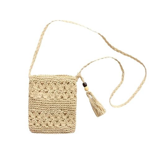 Lyivisk Strohtaschen Damen, Retro Strandtasche Damen Boho Stil, Quaste Strand Stroh Handtasche, Freizeit Umhängebeutel für Damenreisen und Urlaub von Lyivisk