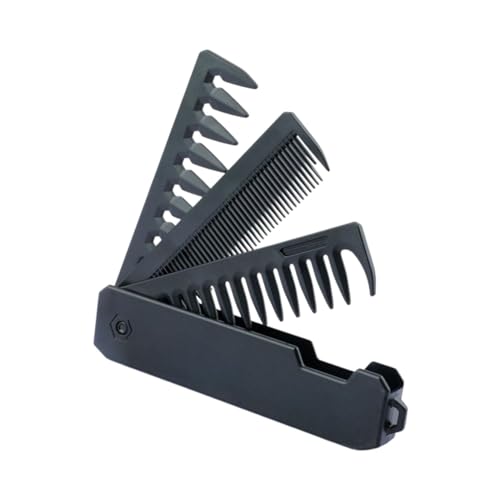 Tragbarer Klappkamm für Herren, 3-in-1Faltbarer Kamm mit Feinzahn- und Breitzahnkamm, Kleine Haarbürste, Kleine Klappbare Haarbürste für Haare und Schnurrbartstyling von Lyivisk