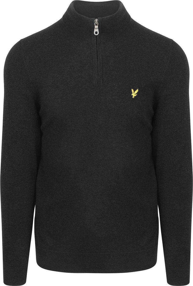 Lyle & Scott Half Zip Pull Merino Lammwolle Schwarz - Größe L von Lyle and Scott