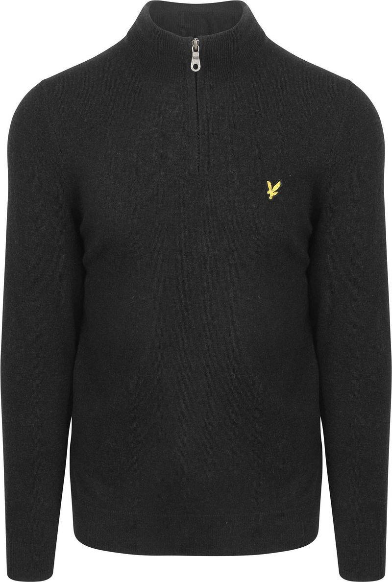 Lyle & Scott Half Zip Pull Merino Lammwolle Schwarz - Größe M von Lyle and Scott