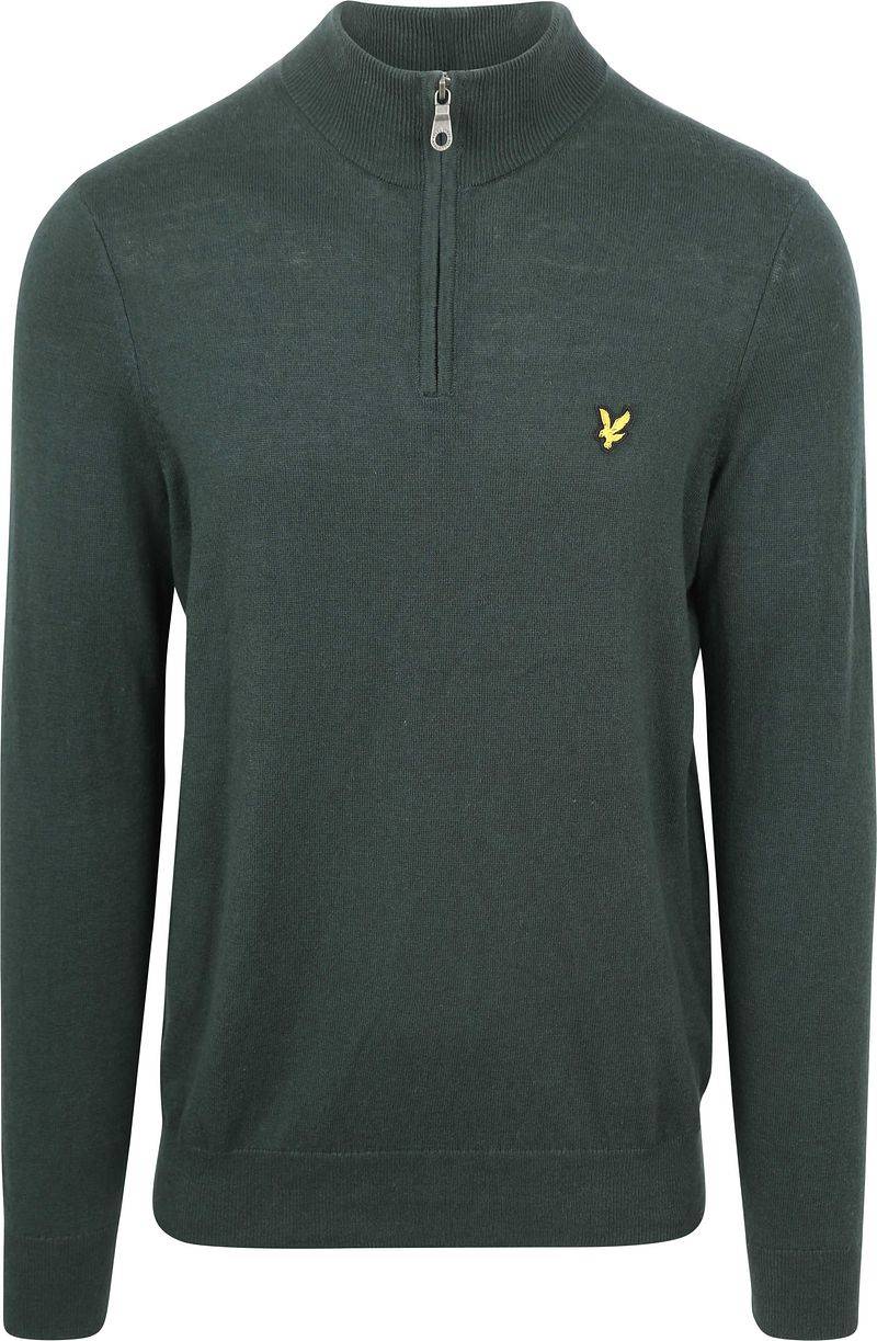 Lyle & Scott Half Zip Pull Merino Wolle Dunkelgrün - Größe XL von Lyle and Scott