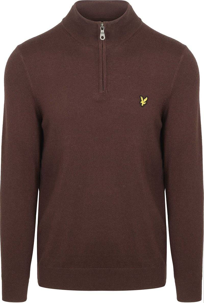 Lyle & Scott Half Zip Pull Merino Wolle Espresso - Größe XXL von Lyle and Scott