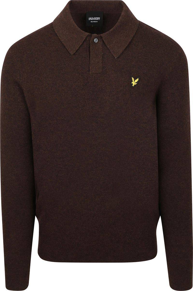 Lyle & Scott Longsleeve Poloshirt Lammwolle Braun - Größe XL von Lyle and Scott
