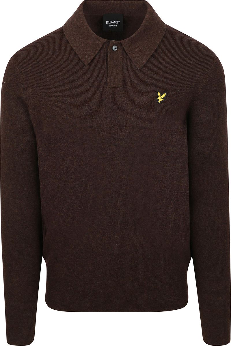 Lyle & Scott Longsleeve Poloshirt Lammwolle Braun - Größe XXL von Lyle and Scott
