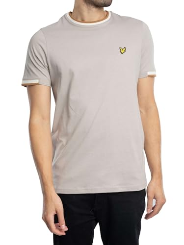 Lyle & Scott Herren T-Shirt Mit Halbhohem Rand, Pale Grey, XXL von Lyle & Scott