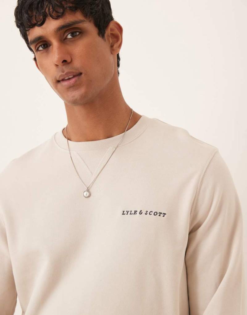 Lyle & Scott - Besticktes Sweatshirt in Beige mit Rundhalsausschnitt-Neutral von Lyle & Scott