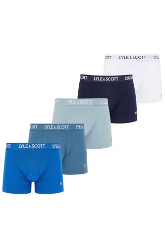 Lyle & Scott Boxershorts Herren aus Baumwolle 5er Set - Herren Unterhose mit Komfortbund - Weiche Boxershort 5er Pack für jeden Tag - Männer Unterwäsche mit Schriftzug und Logo - Mehrfarbig - M von Lyle & Scott
