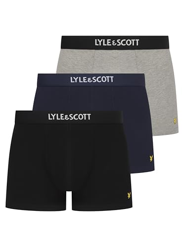Lyle & Scott Devon Boxershorts aus Baumwolle 3er-Set - Adler-Logo - Unterhosen Herren mit Komfortbund Dicke Gummibänder mit Schriftzug von Lyle & Scott