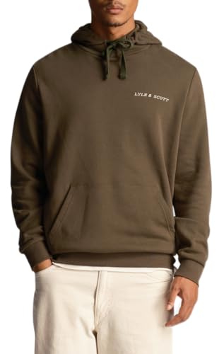 Lyle & Scott Embroidered Hoodie Herren Grün | Kapuzenpullover für Herren mit Logo auf der Linken Brust | Hoody Herren aus Baumwolle | XS-XXL von Lyle & Scott