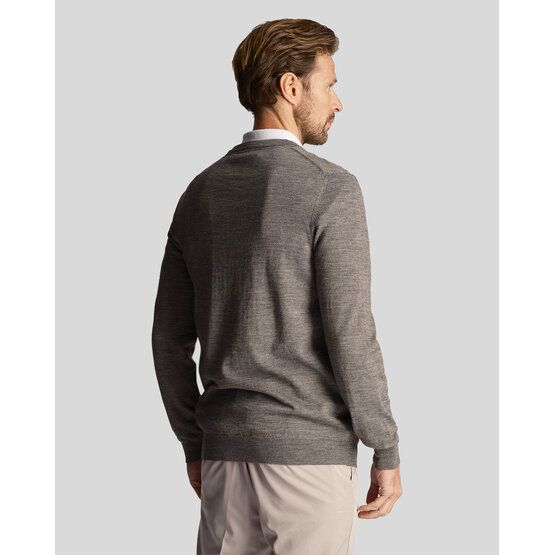 Lyle & Scott Golf V Neck Pullover Strick grau melange von Lyle & Scott