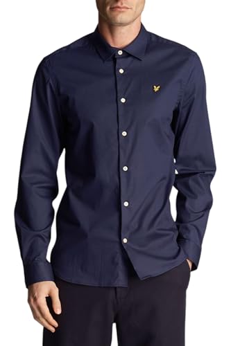 Lyle & Scott Hemd Herren Blau | Langarm Slim Fit Hemd Poplin | Businesshemden für Herren | XS-XXL von Lyle & Scott