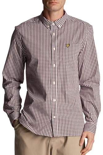 Lyle & Scott Langärmeliges Slim Fit Gingham Hemd Herren Burgund/Weiß M von Lyle & Scott