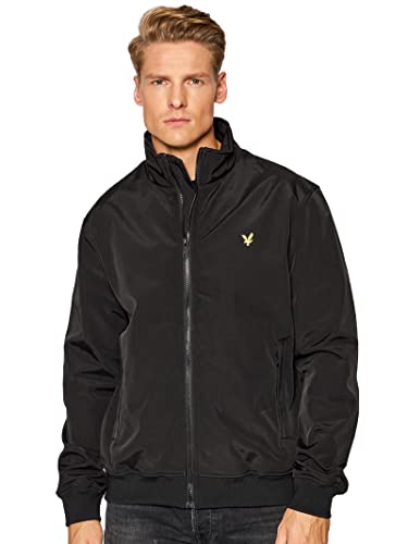 Lyle & Scott Herbstjacke Jacke Herren schwarz S - Fleece Lined Funnel Neck Jacket wasserdicht ohne Kapuze, sportliche Windjacke von Lyle & Scott