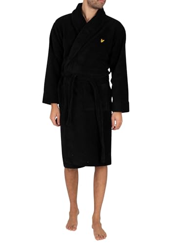 Lyle & Scott Herren Bademantel Lucas: Weicher Frottee, offene Taschen, Adler-Logo - Größen XS-XXL - Bequem, warm und stilvoll von Lyle & Scott