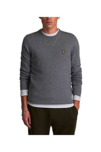 Lyle & Scott Herren Cotton Merino Crew Jumper Pullover, Grau (Mid Grey Marl T28), X-Small (Herstellergröße: X-Large) von Lyle & Scott