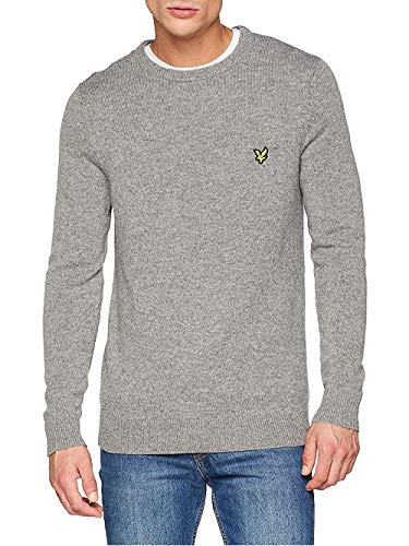 Lyle & Scott Herren Crew Neck Lambswool Blend Jumper Pullover, Grau (Mid Grey Marl T28), Large von Lyle & Scott